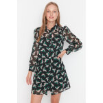 Robe chemise fleurie effet voile Robe chemise fleurie effet voile