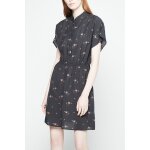 Robe chemise fleurie noir et rose