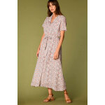 Robe chemise laura ecru et rouge