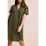 Robe chemise en lin kaki - one step femme