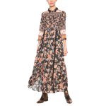 Robe chemise noir et rose