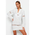 Robe droite en broderie anglaise blanc