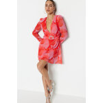 Robe droite avec ceinture et strass