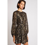 Robe droite en soie dor et noir