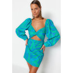 Robe droite turquoise et vert