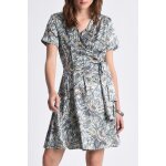 Robe fleurie gris fonc� et beige