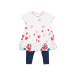 Robe et leggings blanc et bleu marine