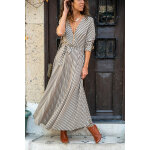 Robe longue anthracite et écru Robe longue anthracite et écru
