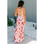 Robe longue blanc et rouge