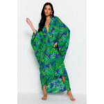 Robe longue bleu roi et vert