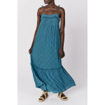 Robe longue en broderie anglaise bleu canard - ikks women