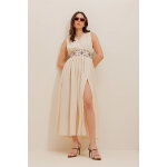 Robe longue avec broderies faites à la main - beige Robe longue avec broderies faites à la main - beige