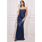 Robe longue bustier bleu marine