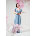 Robe longue drape  col en v