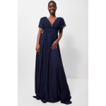 Robe longue drape  col en v