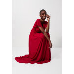 Robe longue drape  col en v