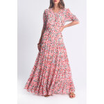 Robe longue ecru et rouge