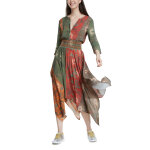 Robe longue rouge et kaki Robe longue rouge et kaki