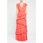 Robe longue volant�e orange
