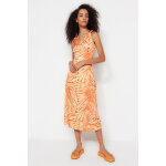 Robe midi beige et orange Robe midi beige et orange