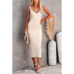 Robe midi en laine crme