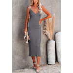 Robe midi en laine gris