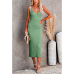 Robe midi en laine vert