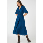 Robe midi en lin bleu