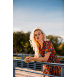 Robe midi orange et corail