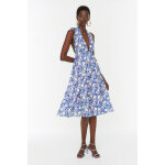 Robe patineuse bleu roi et ivoire