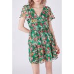 Robe patineuse ecru et vert
