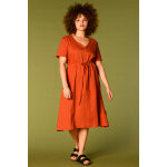 Robe patineuse en lin lilirose rouge