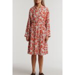Robe patineuse en soie rosa ecru et orange