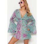 Robe patineuse turquoise et rose