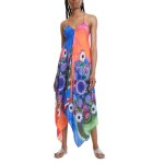 Robe de plage corail et bleu