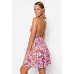 Robe de plage mauve et écru Robe de plage mauve et écru