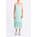 Robe pliss�e vert clair et blanc