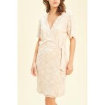 Robe portefeuille doua rose et écru Robe portefeuille doua rose et écru