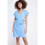 Robe portefeuille en lin lolita bleu clair