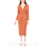 Robe portefeuille en lin orange