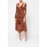 Robe portefeuille en velours marron clair