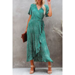Robe portefeuille vert et blanc Robe portefeuille vert et blanc