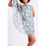 Robe trap�ze bleu clair et �cru