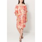 Robe trap�ze fidji corail et �cru - lauren vidal