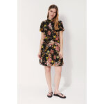 Robe volant�e noir et corail