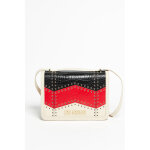 Sac bandouli�re en cuir de veau blanc et rouge