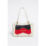 Sac porté épaule en cuir de veau blanc et rouge Sac porté épaule en cuir de veau blanc et rouge