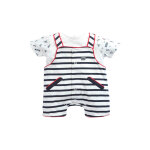 Salopette et t - shirt kalvyne - bleu marine et blanc - elle est o� la mer