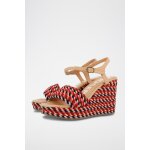 Sandales compenses borba beige et bleu marine
