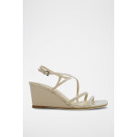 Sandales compensées en cuir beige Sandales compensées en cuir beige